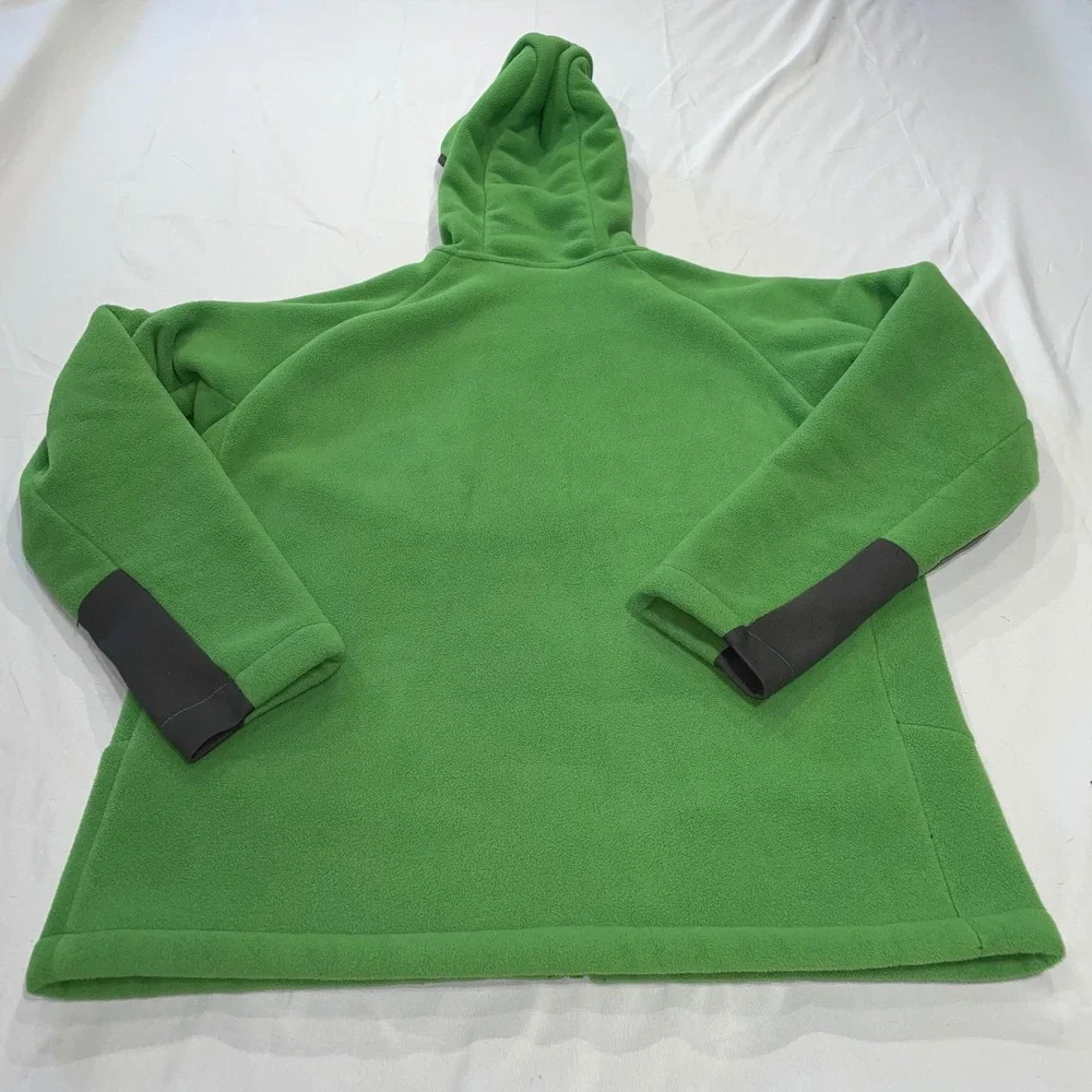 The North‎ Face Boys Full Zip Sherpa Lined Fleece Hoodie Green Grey Large 14/16